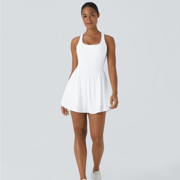 NWT HALARA Backless Corset 2-in-1 Pocket Mini Quick Dry White Active Dress Sz M - Picture 7 of 10